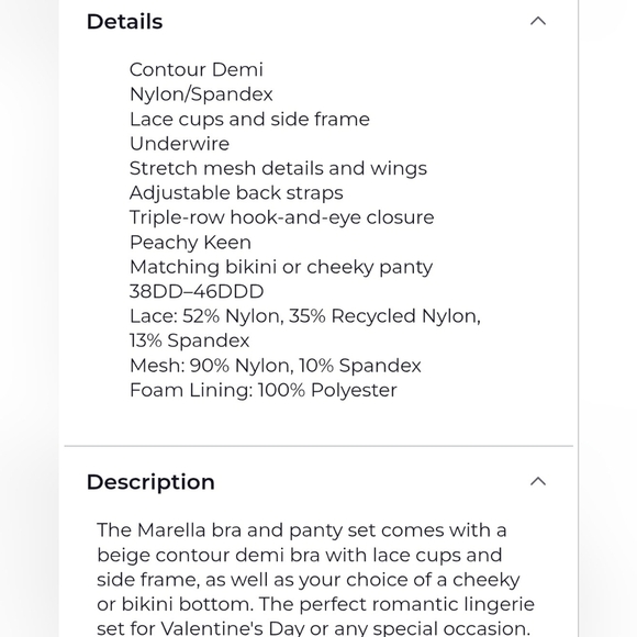 NWOT Adore Me Marella Contour Plus Demi Lace Peachy Beige Lined Size 44D 44 D - Picture 4 of 9